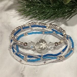 14kt Silver Plated Snowflake Bracelet Stack